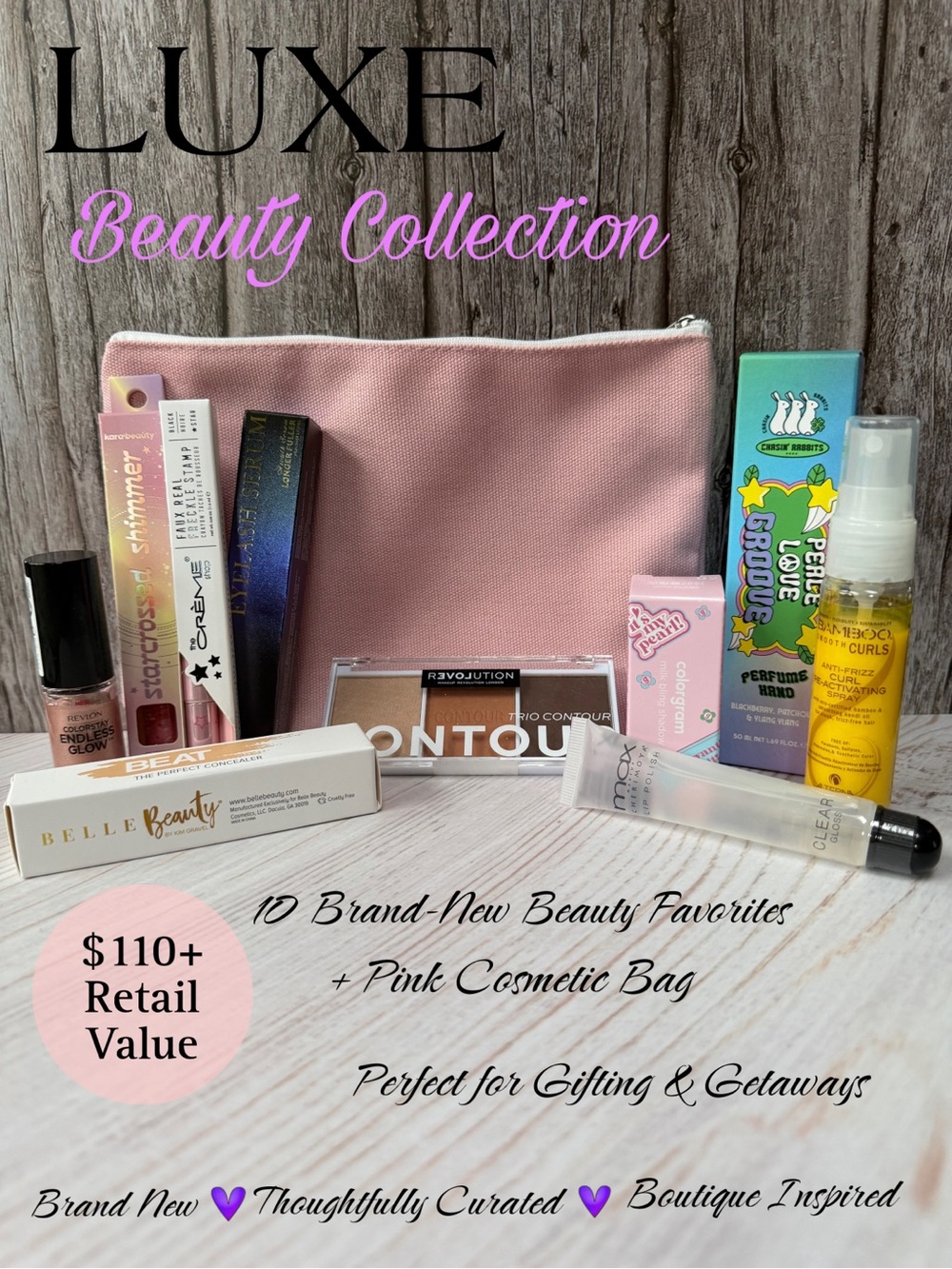 Vacation Gift Set Travel Makeup Cosmetic Bag Beauty Collection Luxe $110+